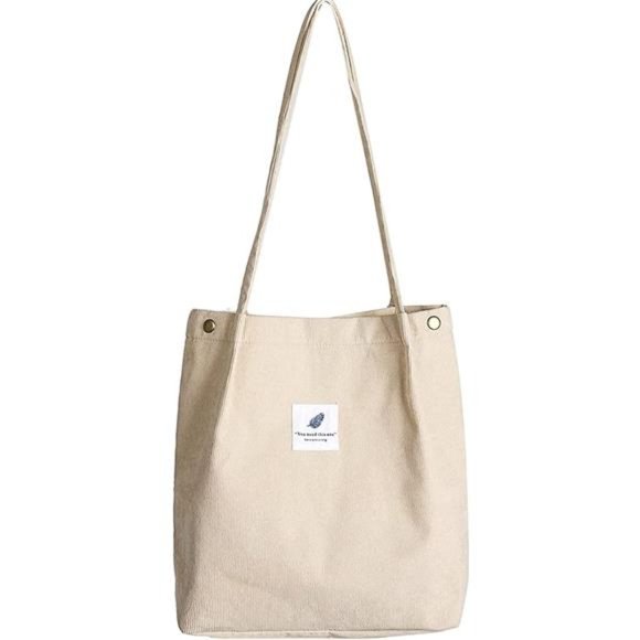 Corduroy Totes Bag Women's Shoulder Handbags Big Capacity Shopping Bag - Picture 1 of 7